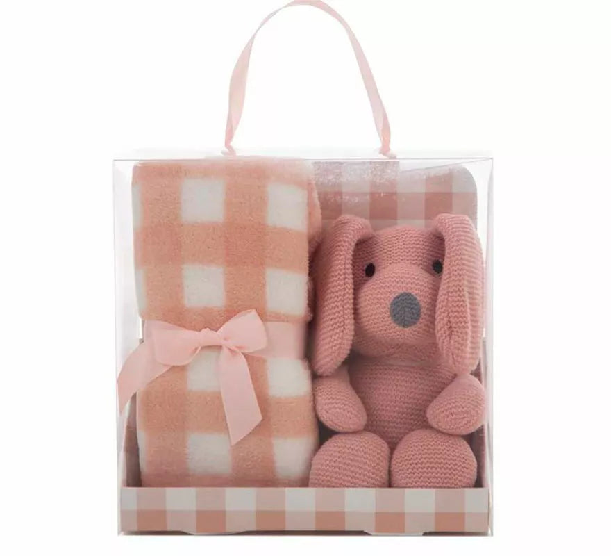 Translation missing: en.Pack Manta de 90x75 cm y Perro de Peluche rosa de 26 cm