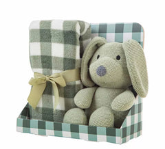 90x75 cm Blanket Pack and 26 cm Green Stuffed Dog