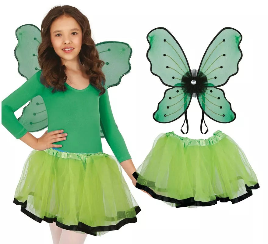 Translation missing: en.Pack Tutú y Alas Mariposa verde para niña