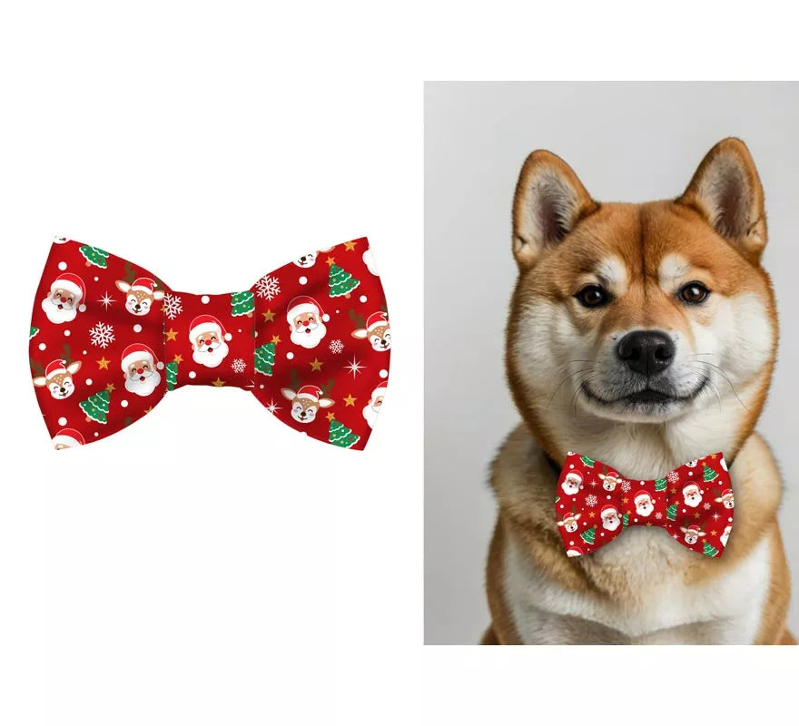 Translation missing: en.Pajarita Estampada de Papá Noel para perro