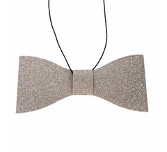 Silver Bow Tie with Paper Glitter 13X6 cm