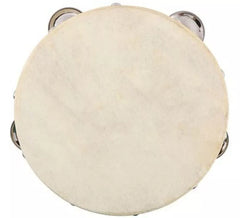 Leather tambourine measuring 16.5x4.3 cm