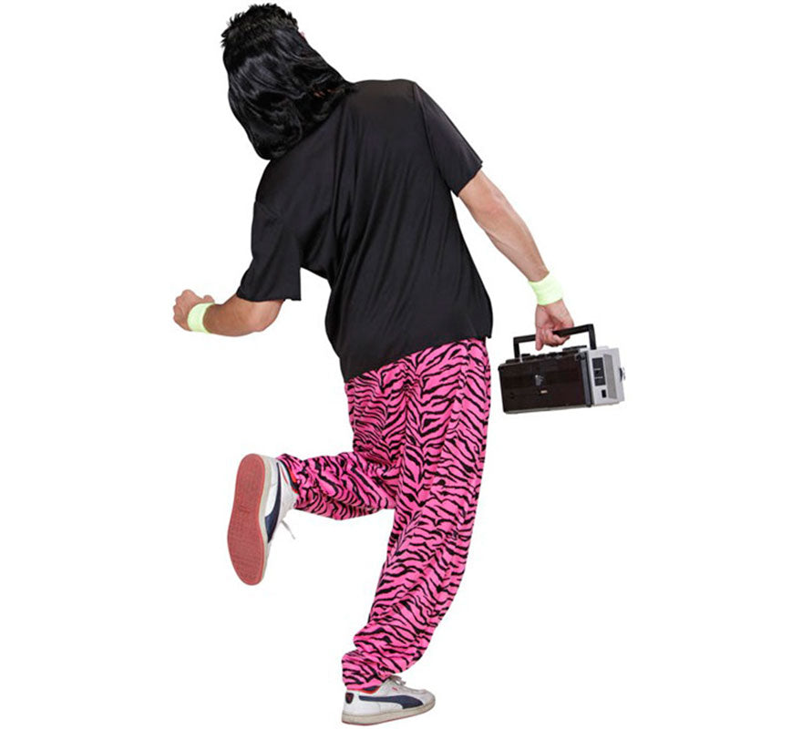 Pantalones Años 80 Estampado Cebra rosa para hombre