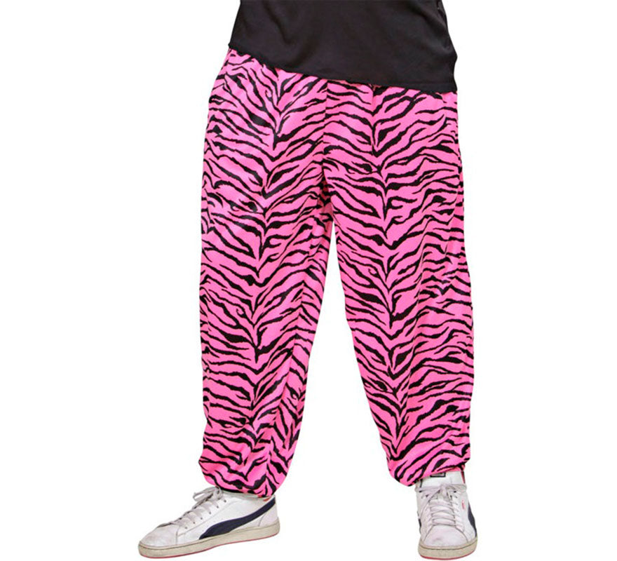 Pantalones Años 80 Estampado Cebra rosa para hombre