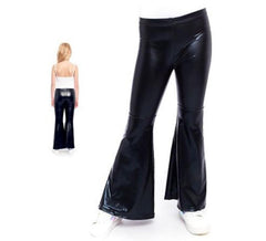 Black Metallic Flare Pants for children