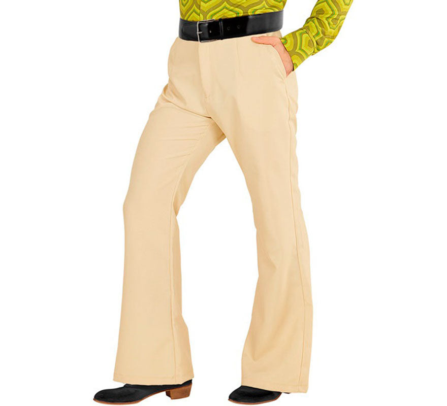 Pantalones Disco Años 70 beige para hombre