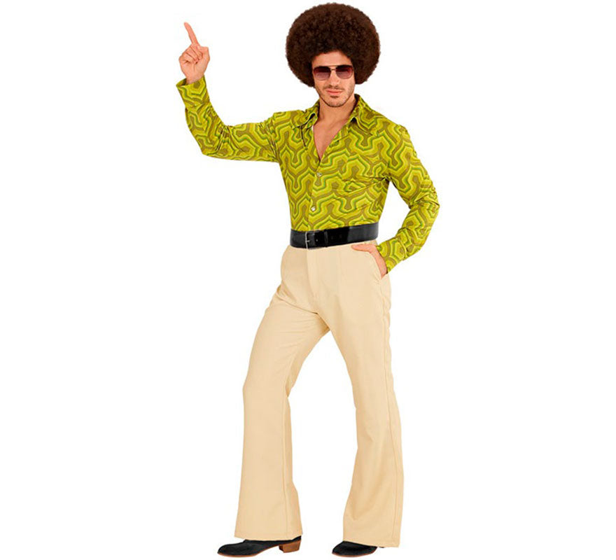 Pantalones Disco Años 70 beige para hombre