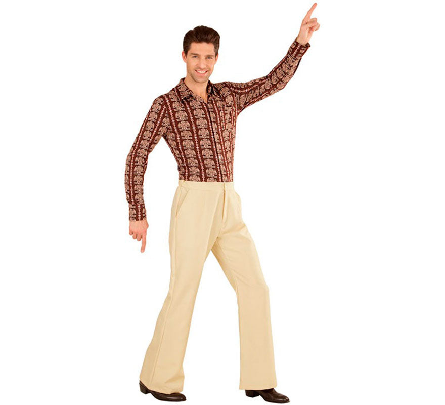 Pantalones Disco Años 70 beige para hombre
