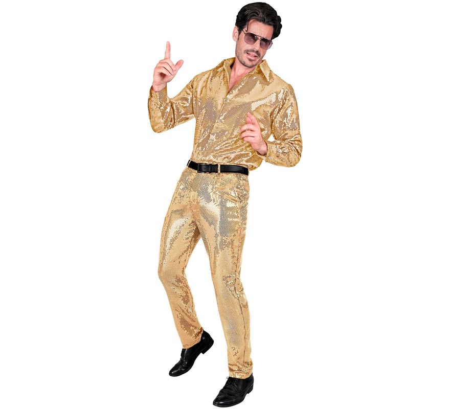 Pantalones dorado con lentejuelas para hombre
