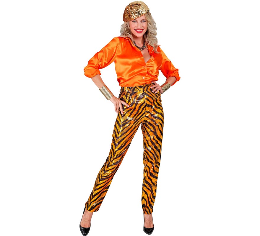 Translation missing: en.Pantalones Fiesta animal print dorado para mujer