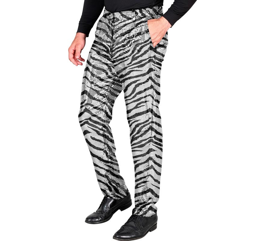 Translation missing: en.Pantalones Fiesta animal print plateado para hombre