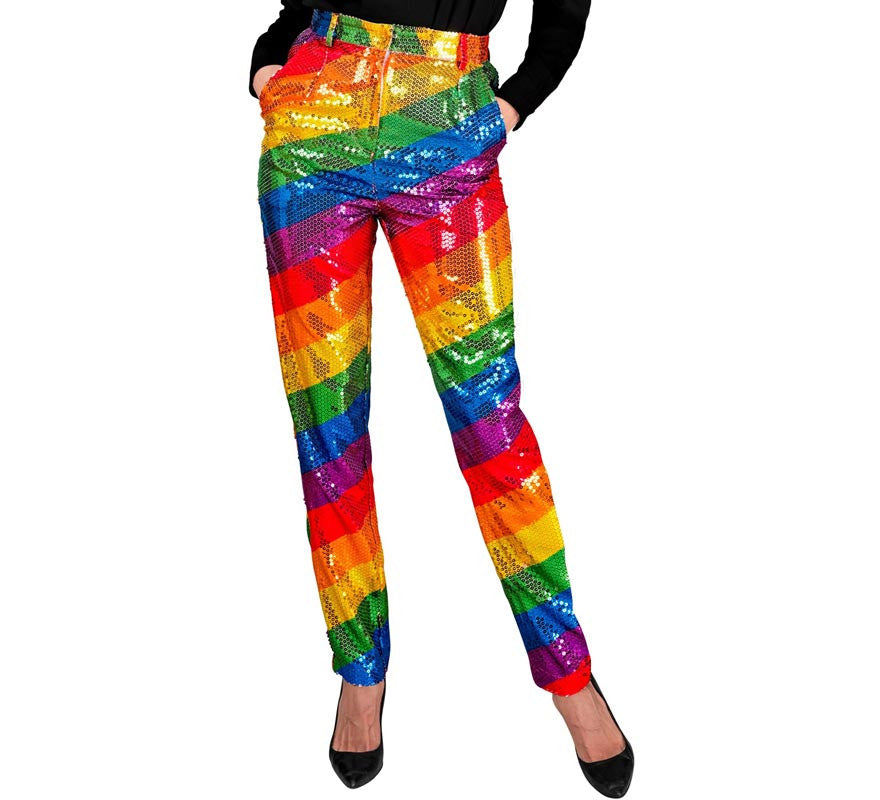Pantalones Fiesta franjas multicolor para mujer