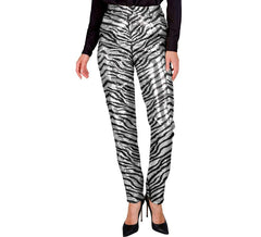 Silver Animal Print Party Fashion Pants for women
