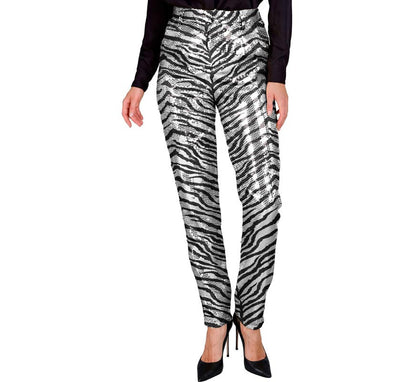 Pantalones Moda Fiesta Animal Print Plateado para mujer