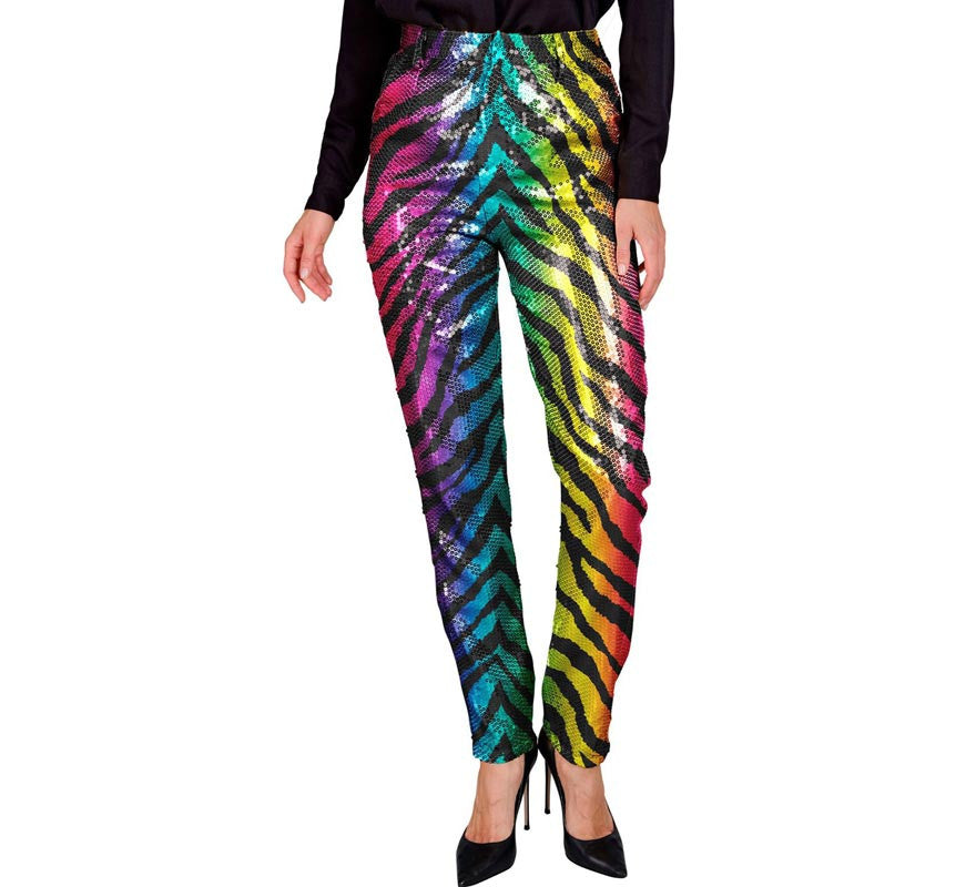 Pantalones Moda Fiesta Animal Print rayas multicolor para mujer