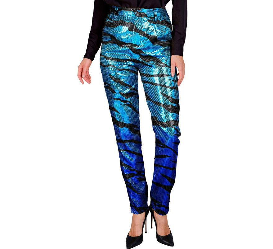 Translation missing: en.Pantalones Party Fashion Animal Print azul para mujer