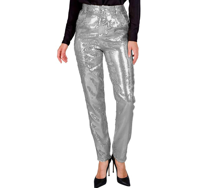 Translation missing: en.Pantalones Party Fashion lentejuelas plateado para mujer