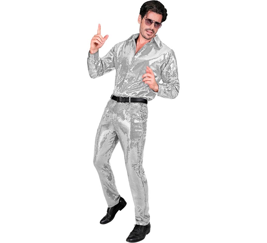 Translation missing: en.Pantalones plateado con lentejuelas para hombre