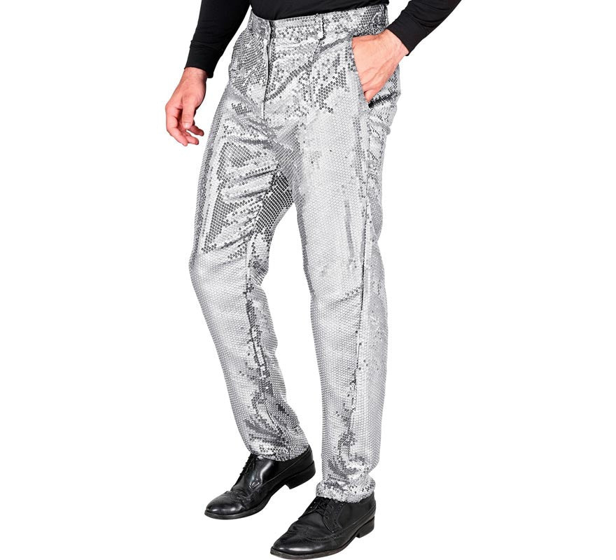 Translation missing: en.Pantalones plateado con lentejuelas para hombre