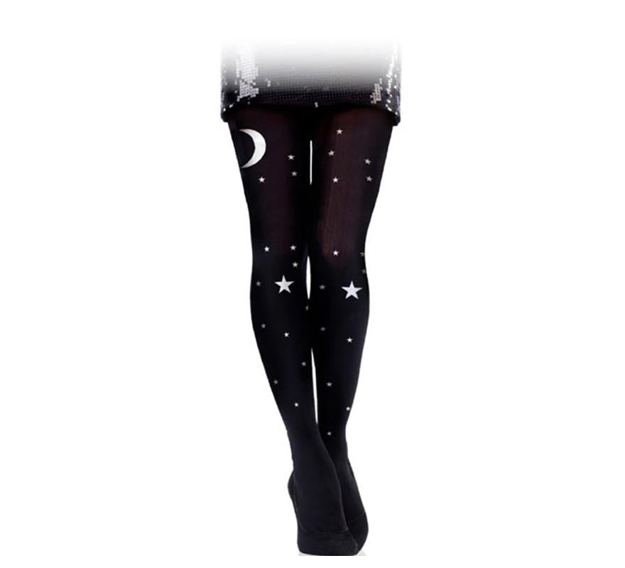 Translation missing: en.Panty negra de Bruja luna y estrellas adulto