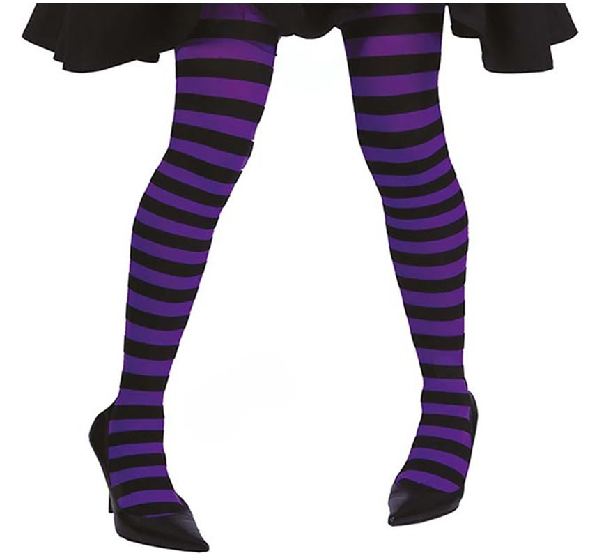 Pantys a Rayas lila y negro