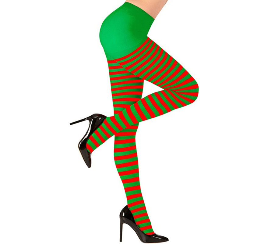 Pantys a Rayas rojo y verde 70 DEN