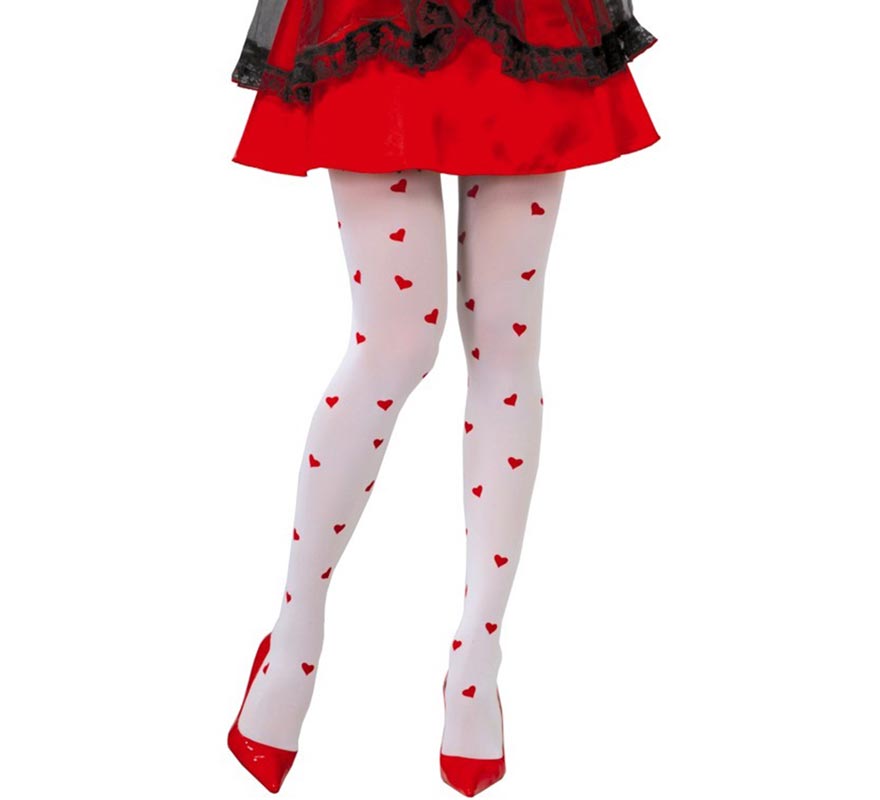 Pantys blancas con Corazones rojos