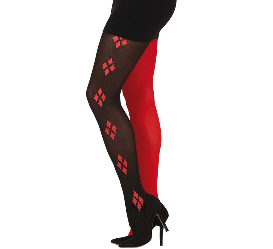 Pantys de Arlequina Roja y Negra Adulto