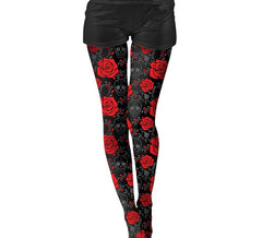 Catrina tights Skulls and Red Roses for adults