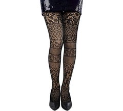 Floral Fishnet Tights with Stripes