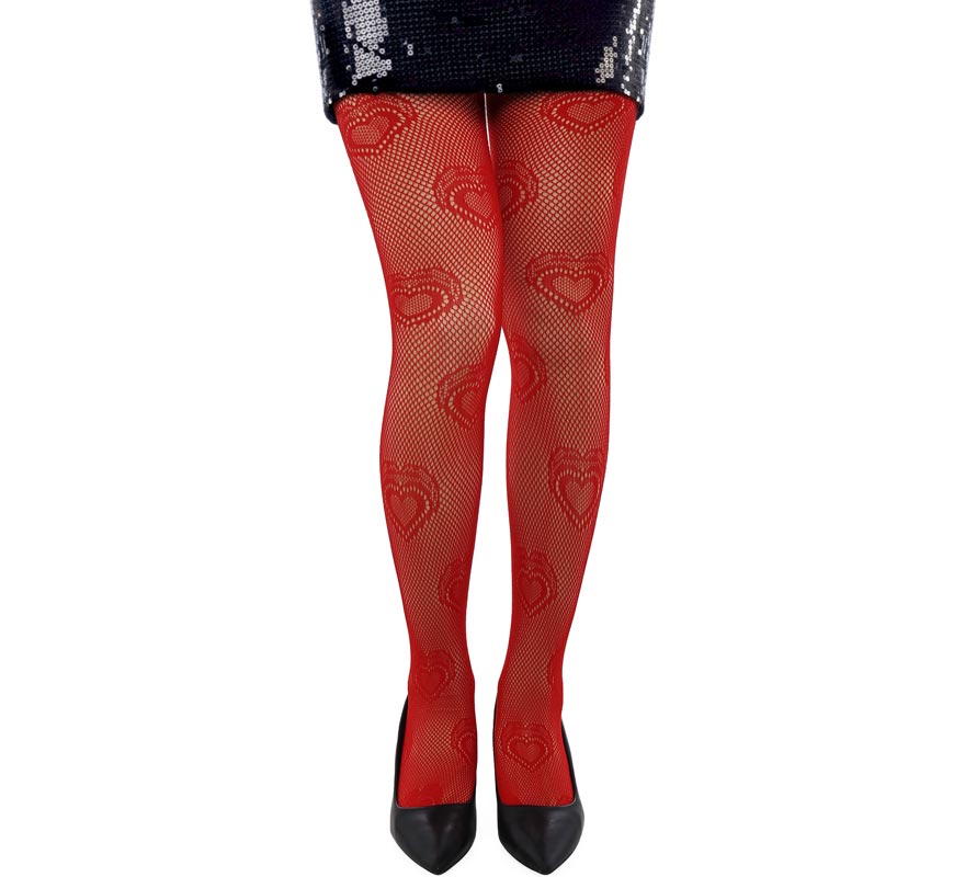 Pantys de Red rojo Corazones