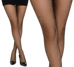 Shiny black fishnet tights