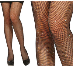 Pantyhose stockings Small mesh with rhinestones in various colors adult