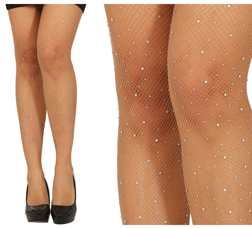 Pantys medias Malla Pequeña con pedrería en varios colores adulto