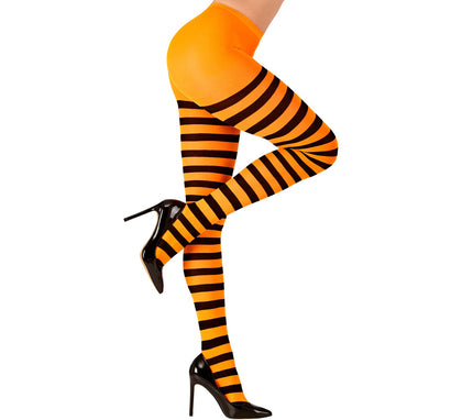 Pantys naranjas a Rayas negras de 70 DEN para mujer