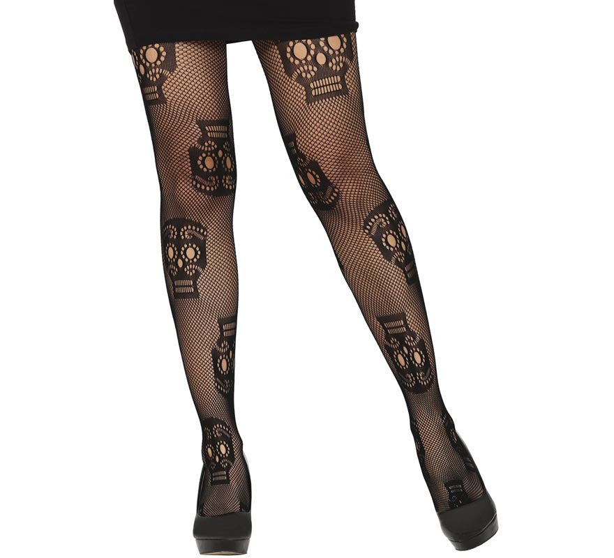 Pantys Rejilla de Calaveras para mujer