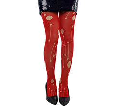 Red pantyhose with holes