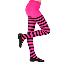 Pink tights with black stripes, 70 denier for girls