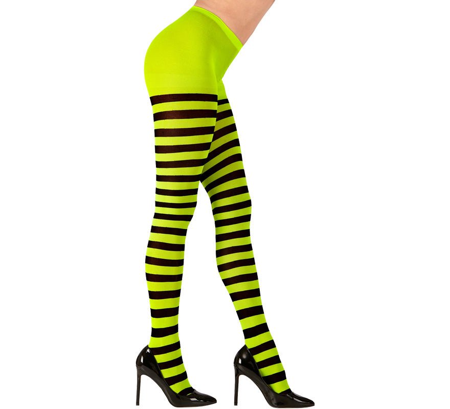 Pantys verdes a Rayas negras de 70 DEN para mujer