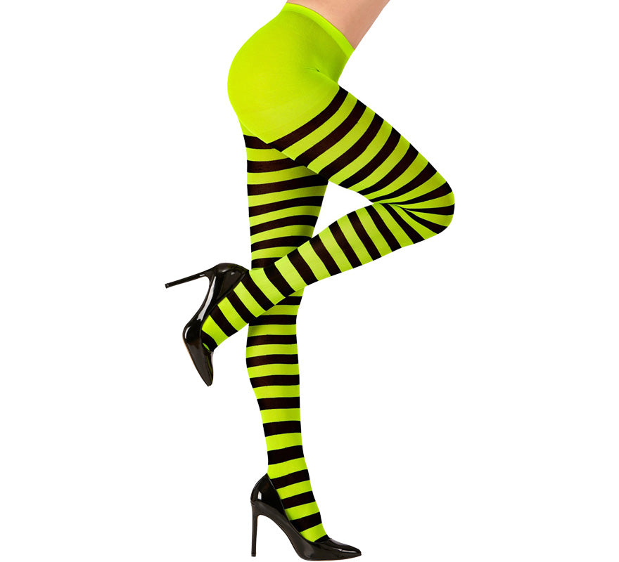 Pantys verdes a Rayas negras de 70 DEN para mujer