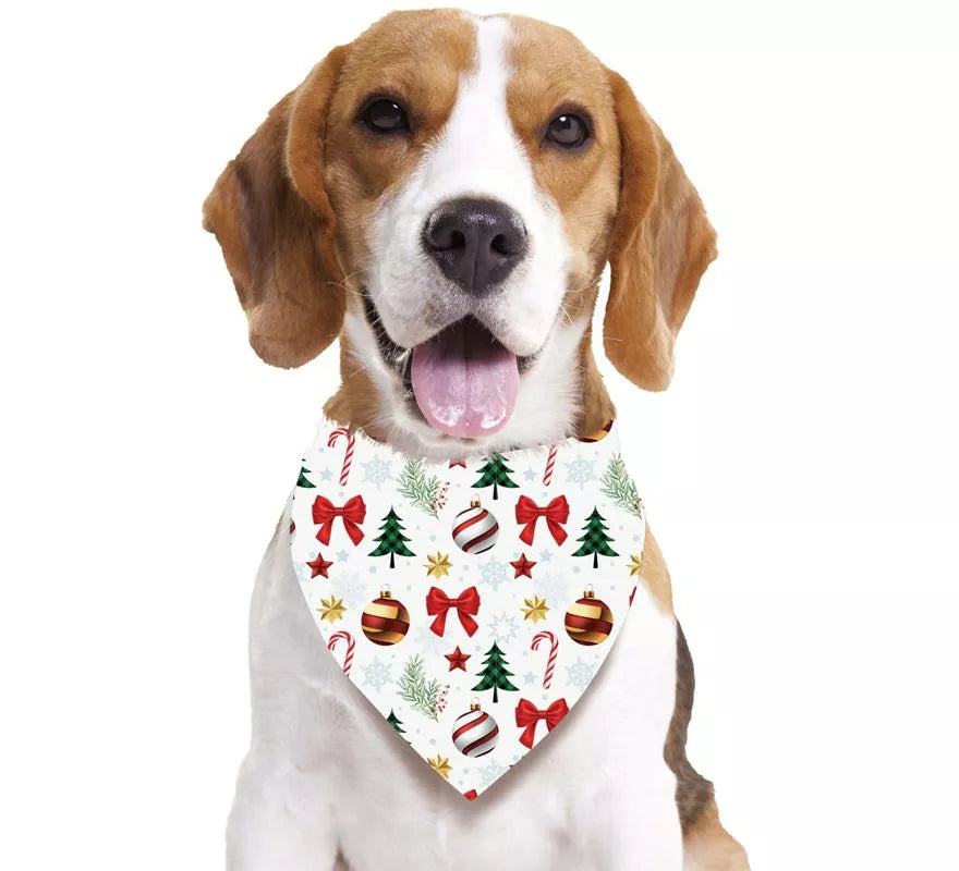 Translation missing: en.Pañuelo Guirnaldas estampado blanco para perro de 69x35 cm