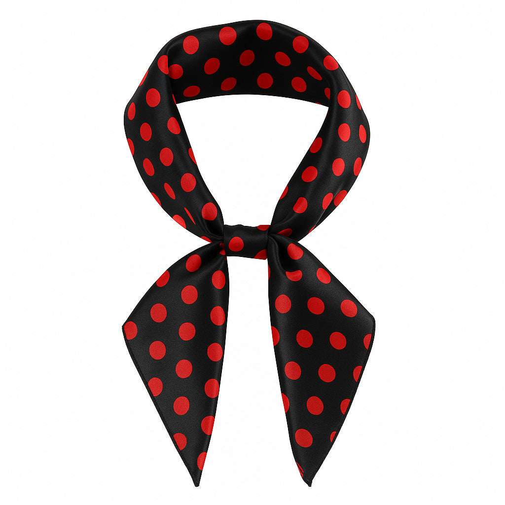 Pañuelo Sevillana negro con lunar rojo 46x46 cm