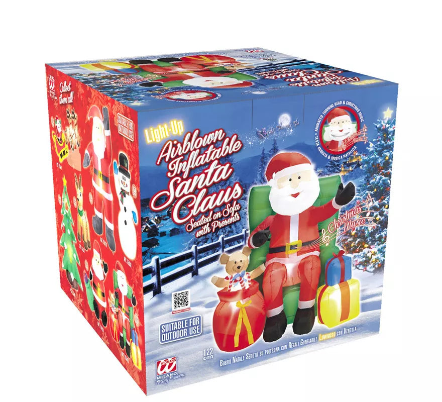 Translation missing: en.Papá Noel Hinchable con Música, Luz y Movimiento con Ventilador de 122 cm
