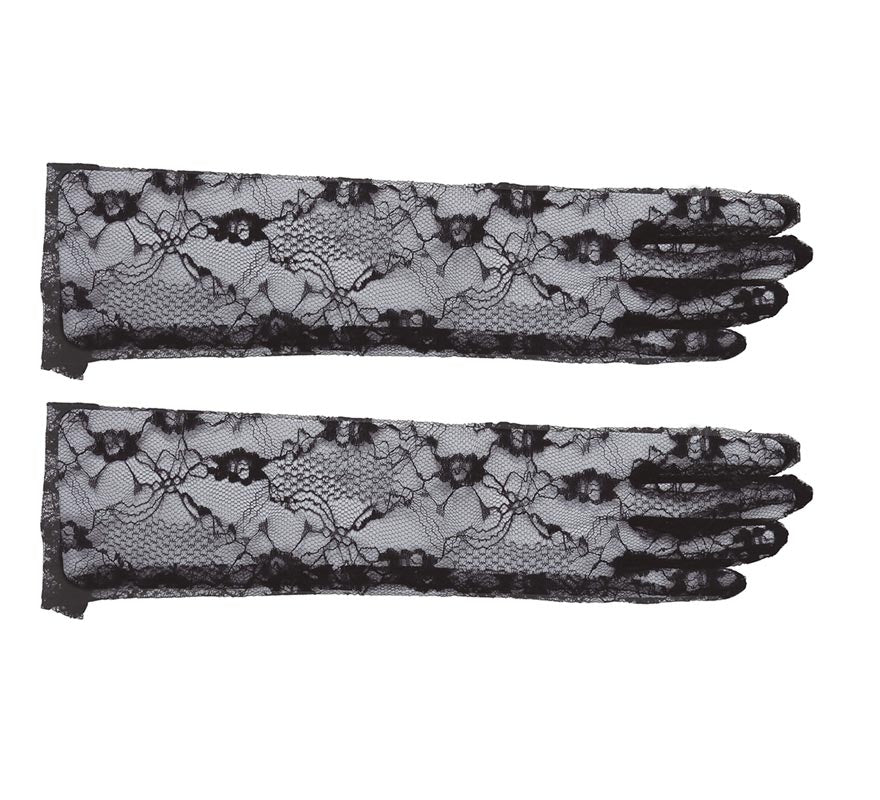 Par de guantes calados negros 36 cm.