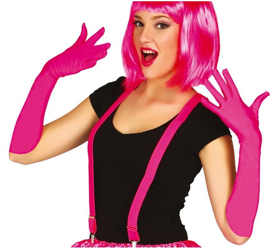 Par de Guantes fucsia neón de 42 cm