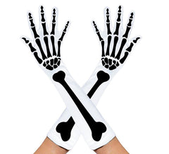 Pair of Adult White Long Skeleton Gloves