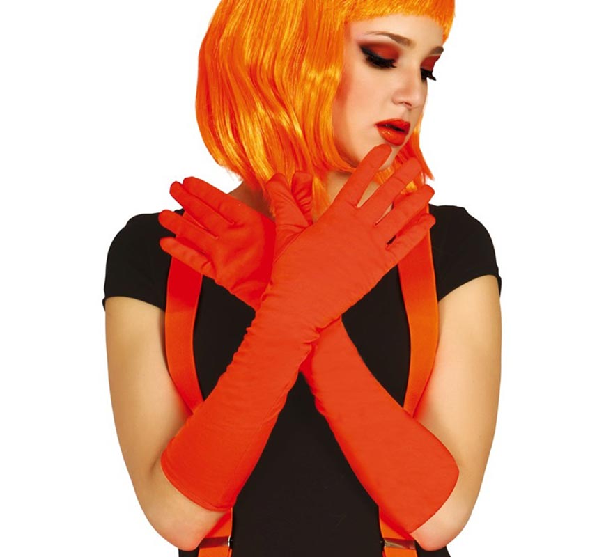Par de Guantes naranja neón de 45 cm