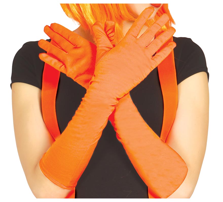 Par de Guantes naranja neón de 45 cm