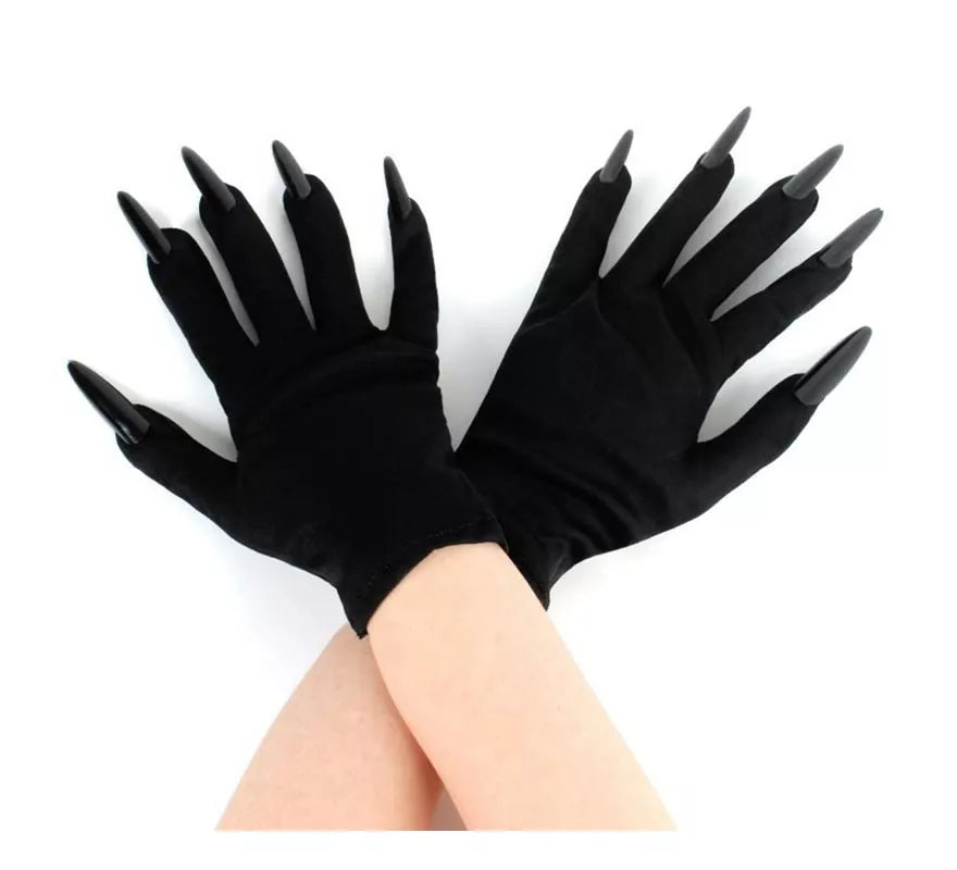Par de Guantes negros con Uñas negras adulto