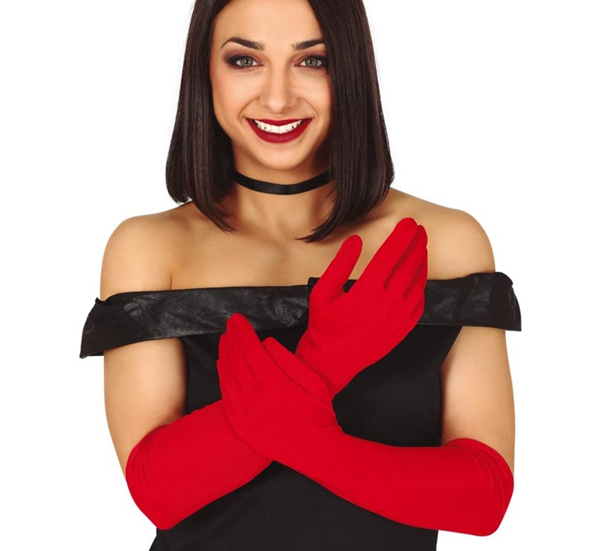 Par de guantes rojos largos 45 cm